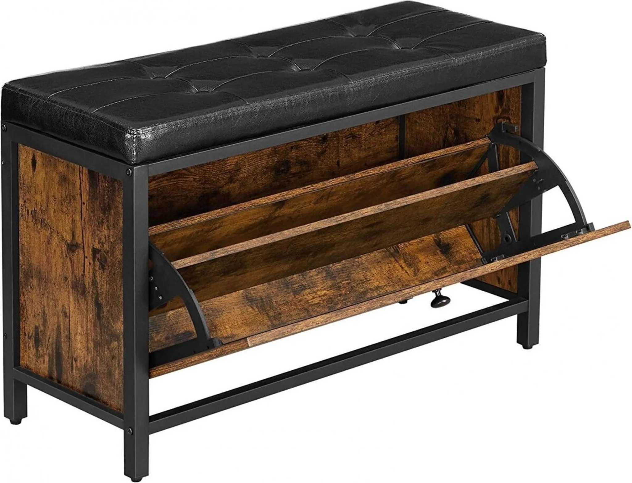 E-shop Botník s lavicou TAYLOR 80x30 cm, rustikálne hnedá/čierna