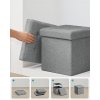 Skládací taburet s víkem OTTOMAN – šedý čalouněný sedák s úložným prostorem a nosností 130 kg