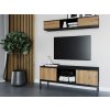 Stylový TV stolek LANZZI 120x40 cm černá konstrukce, dubový dekor