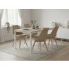Bílý stůl TESSA dub 120x60 a béžové židle BALI MARK – jídelní set 1+4