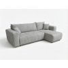 Světle šedá rozkládací rohová pohovka SORELA CORD oboustranná s úložným prostorem a 2 polštářky