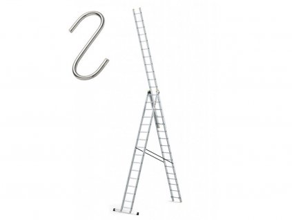 Scară PROFESSIONAL 3x16 aluminiu FISTAR, 3 piese, înăltime de lucru până la 11,17 m