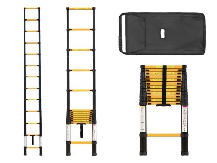 Scară telescopică PROFI 1x13, lungimea 3,8 m, negru si galben
