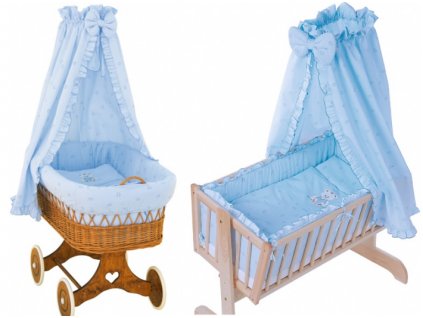 Nebesa nad košík pro miminko a kolébky - Scarlett Méďa - modrá