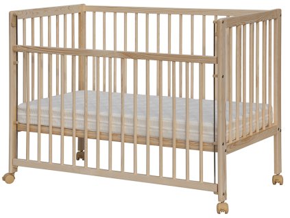 Dětská postýlka Scarlett DOMINIK - ECO přírodní (borovice) - stahovací bočnice - 120 x 60 cm