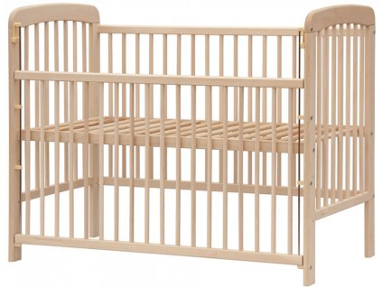Baby cot - Scarlett MÍŠA natural ECO (beech), retractable side - 120 x 60 cm