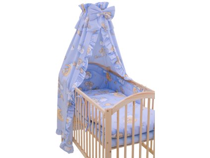 Cot bed linen 4-parts - Scarlett Littlee cloud - 90 x 120 cm - blue