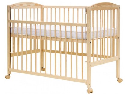 Baby cot with retractable side - Scarlett KACPER (pine) - natural 120 x 60 cm