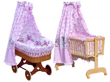 Canopy over Moses basket for baby and cradle - Scarlett Kulisek - pink