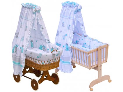 Canopy over Moses basket for baby and cradle - Scarlett Pupis - blue