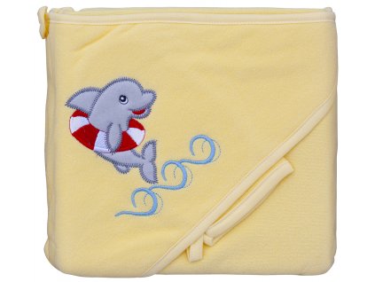 Froté ručník - Scarlett delfín s kapucí - žlutá