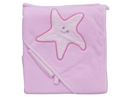 Terry towel - Scarlett Star with hood - pink