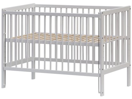 Baby cot - Scarlett DOMINIK (pine), retractable sides - white - 120 x 60 cm