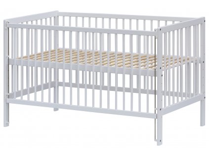 Baby cot - Scarlett DOMINIK (pine), retractable sides - white - 140 x 70 cm
