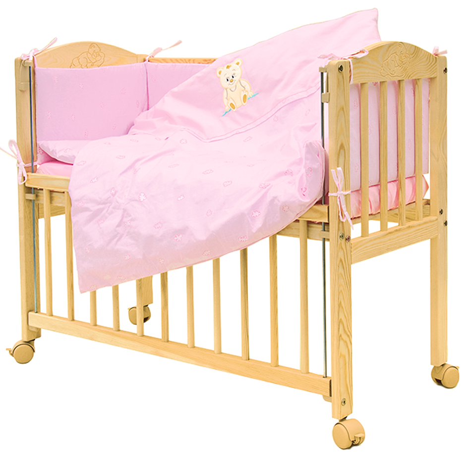 7dílná souprava do postýlky Scarlett Baby MÉĎA 90 x 41 cm - růžová