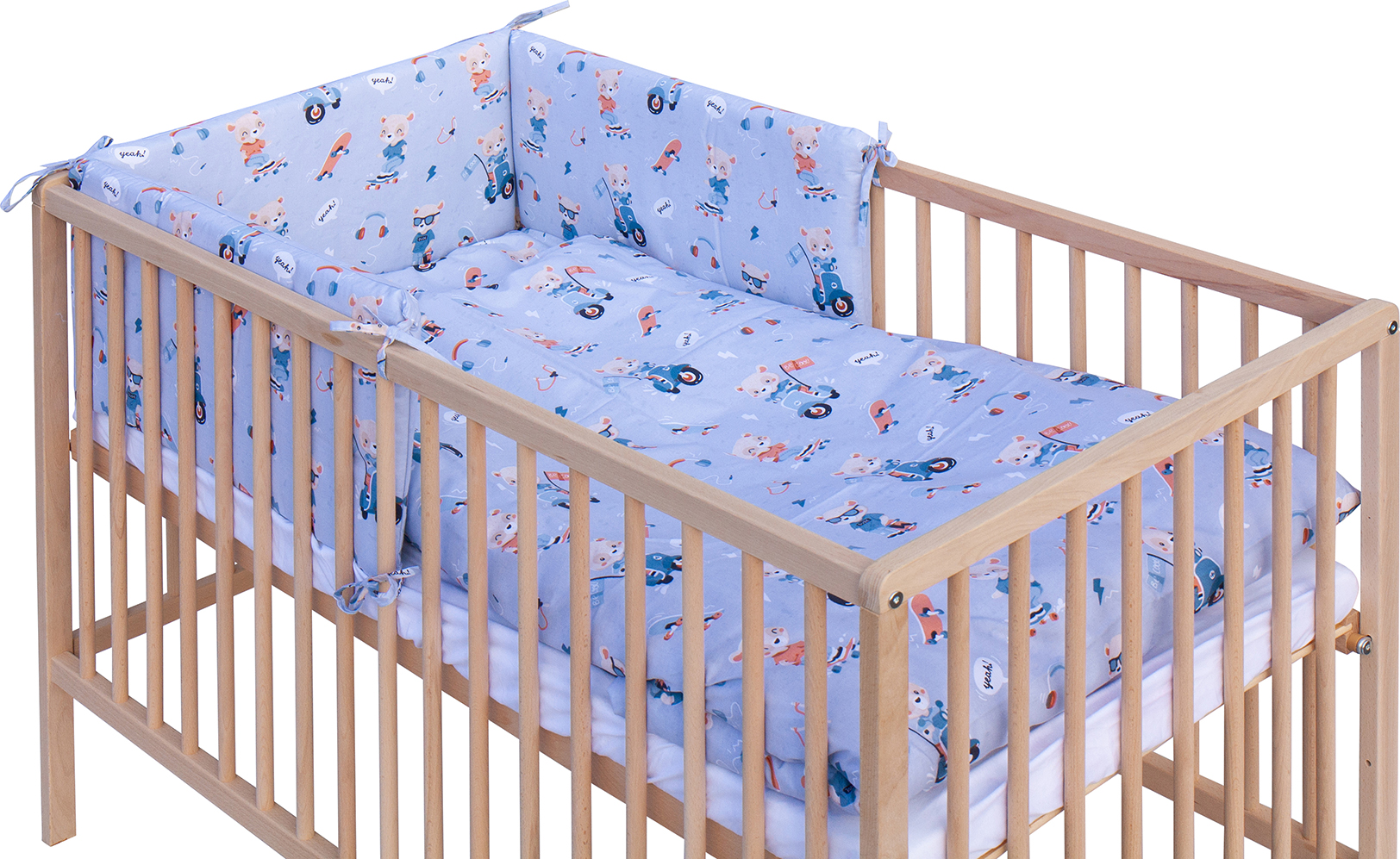 Dětská postýlka s kompletní výbavou Scarlett 120 x 60 cm - Peko - modrá