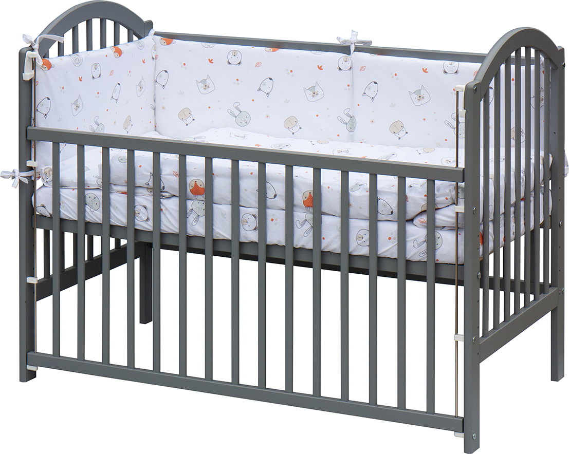 Scarlett, Dětská postýlka s kompletní výbavou Scarlett 120 x 60 cm šedá - Labra