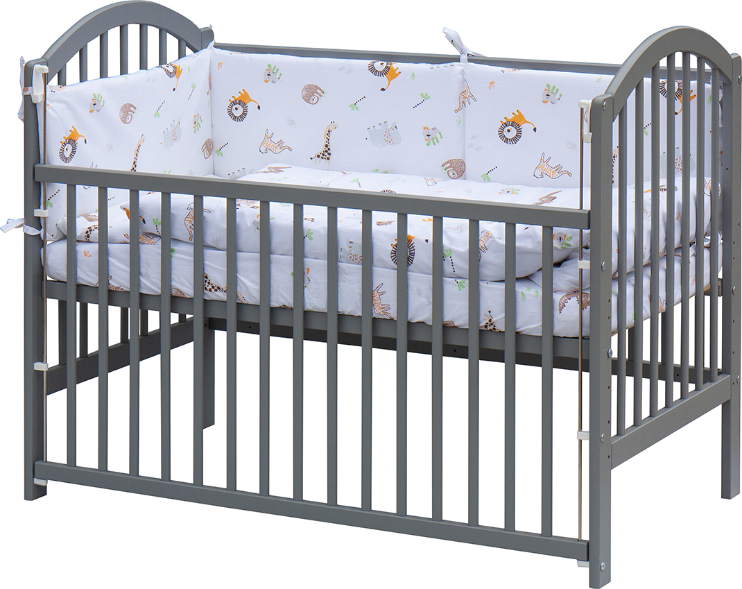 Scarlett, Dětská postýlka s kompletní výbavou Scarlett 120 x 60 cm šedá - Gona