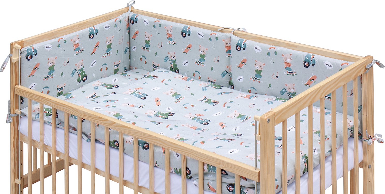 Dětská postýlka s kompletní výbavou Scarlett Peko 120 x 60 cm - tyrkysová