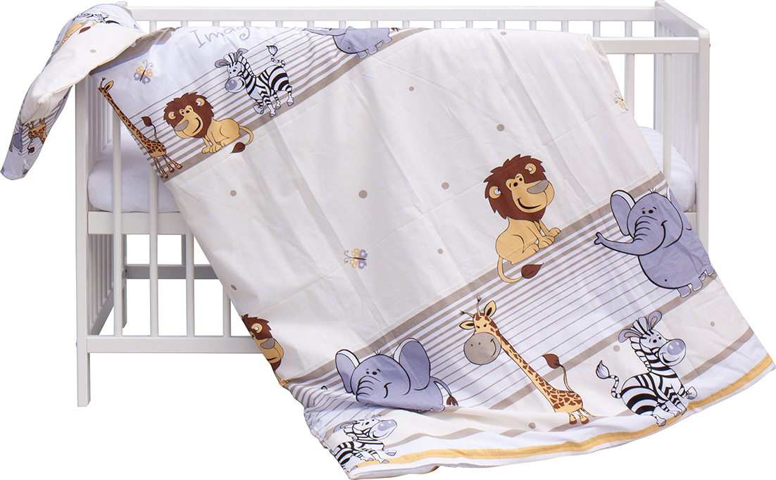 Dětská postýlka s kompletní výbavou Scarlett ZOO 120 x 60 cm - béžová