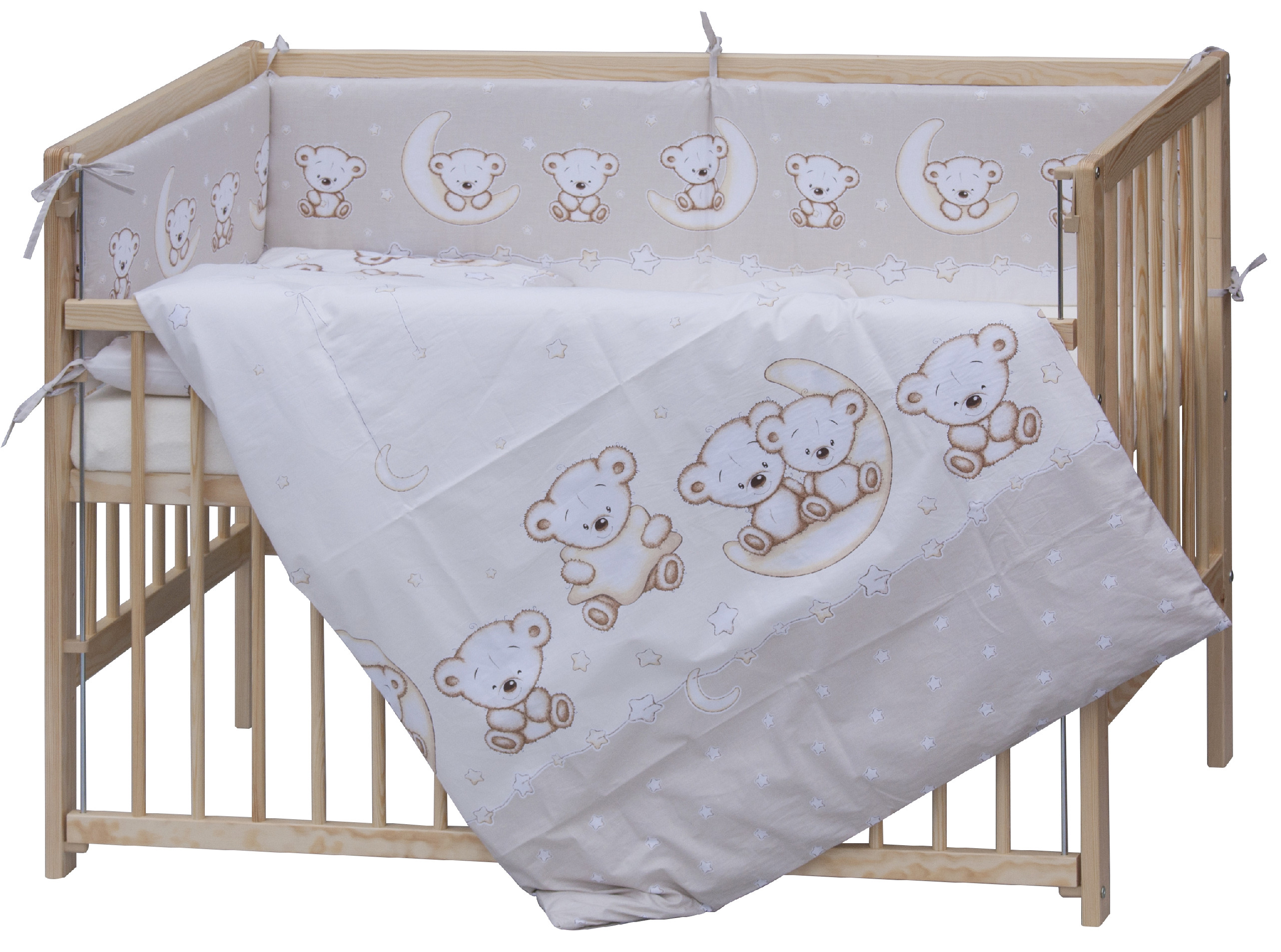 Dětská postýlka se stahovací bočnicí - přírodní ECO - 120x60 cm s kompletní výbavou Toro Barva soupravy: Toro růžová