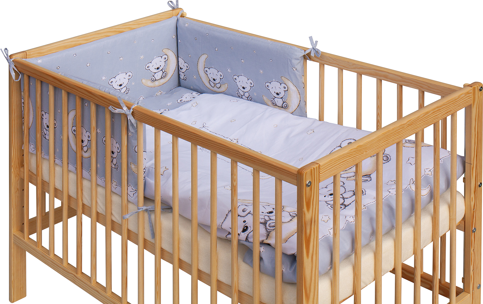 Dětská postýlka s vyndavacími příčkami - přírodní ECO - 120x60 cm s kompletní výbavou Toro Barva soupravy: Toro růžová