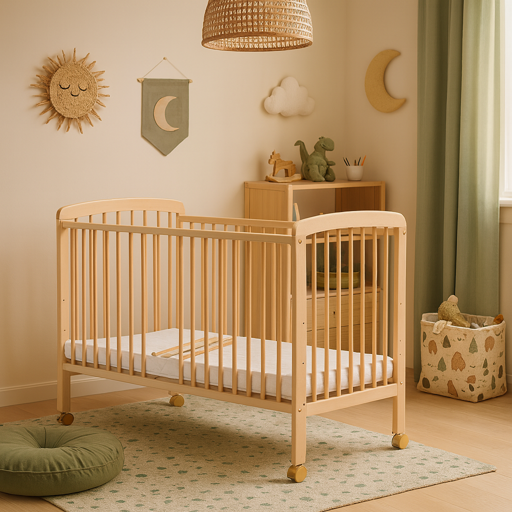 Dětská postýlka Scarlett Míša - ECO přírodní (buk) - vyndavací příčky - 120 x 60 cm