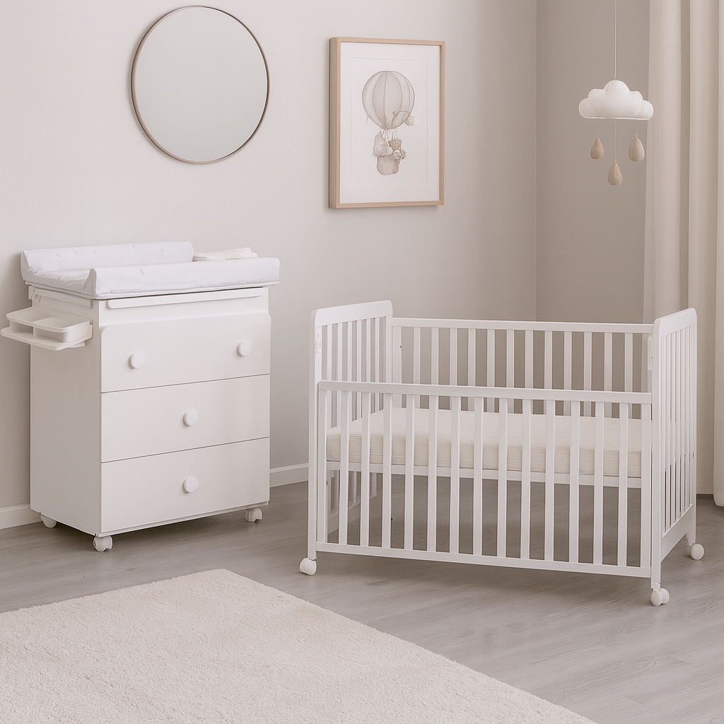 Dětská postýlka k posteli rodičů Scarlett Vista - bílá (buk) - 120 x 60 cm