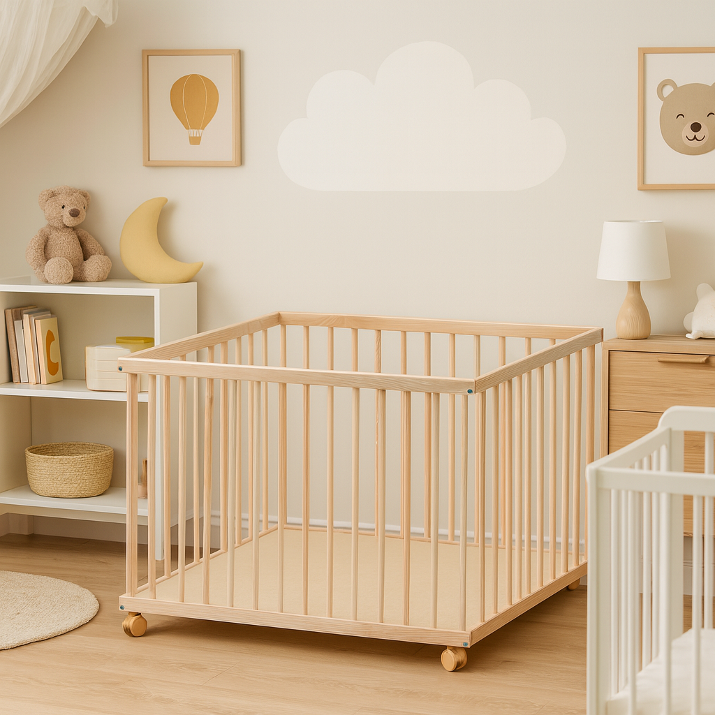 Ohrádka pro děti Scarlett HONZÍK přírodní ECO - borovice, 98 x 78 cm