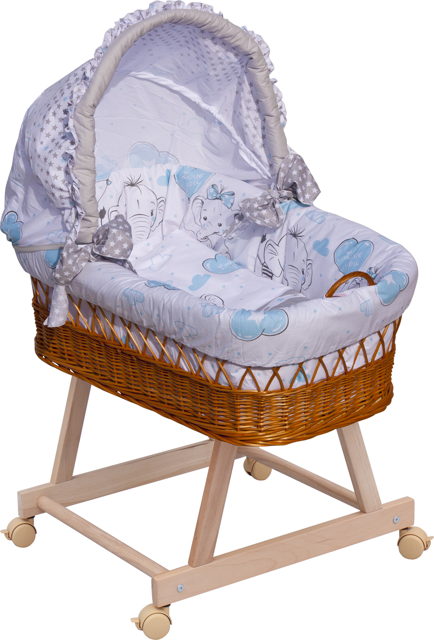 Proutěný košík na miminko s boudičkou Scarlett Gusto - modrá