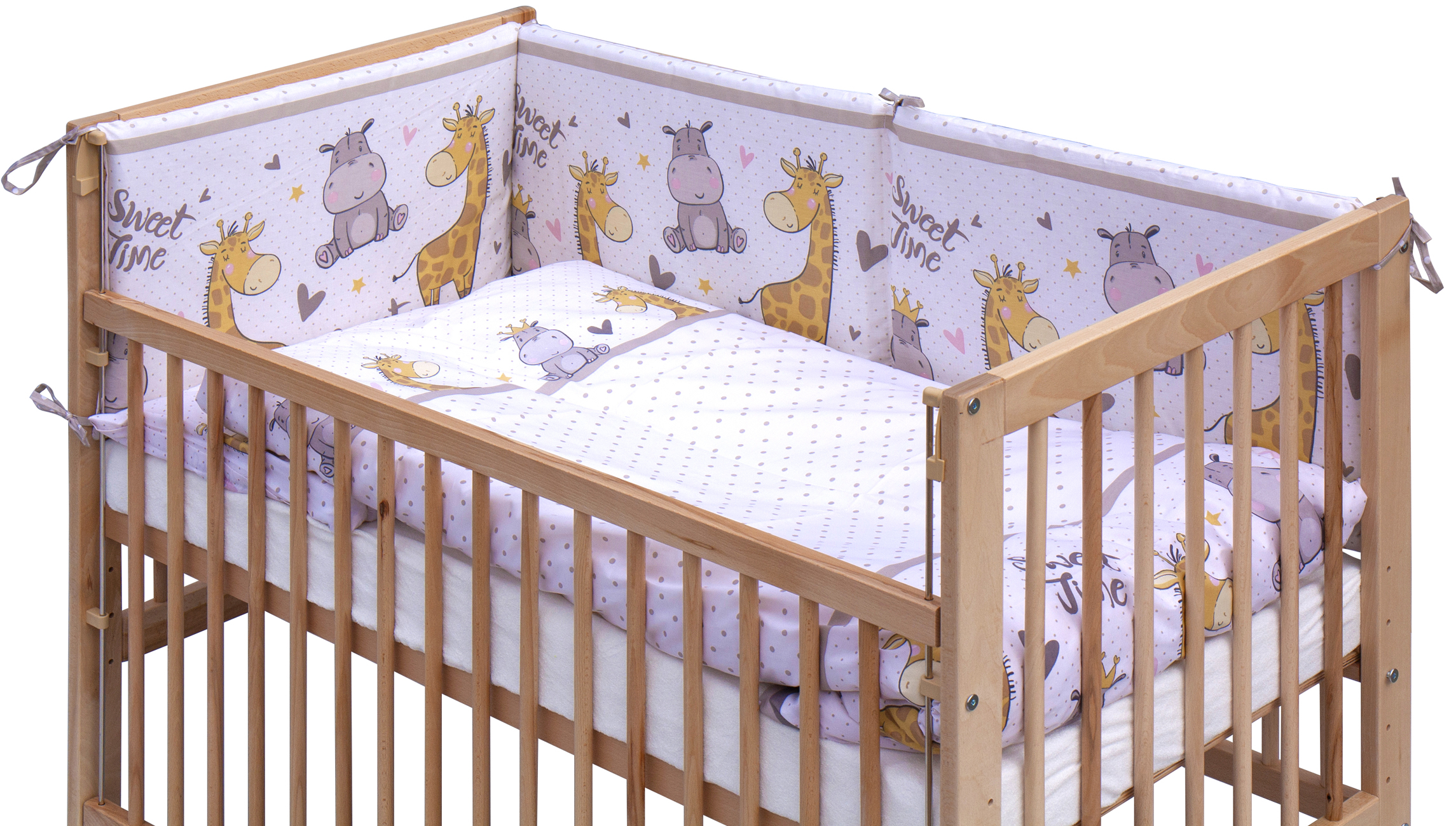 Scarlett, Dětská postýlka s kompletní výbavou Scarlett 120 x 60 cm - Nebula - béžová