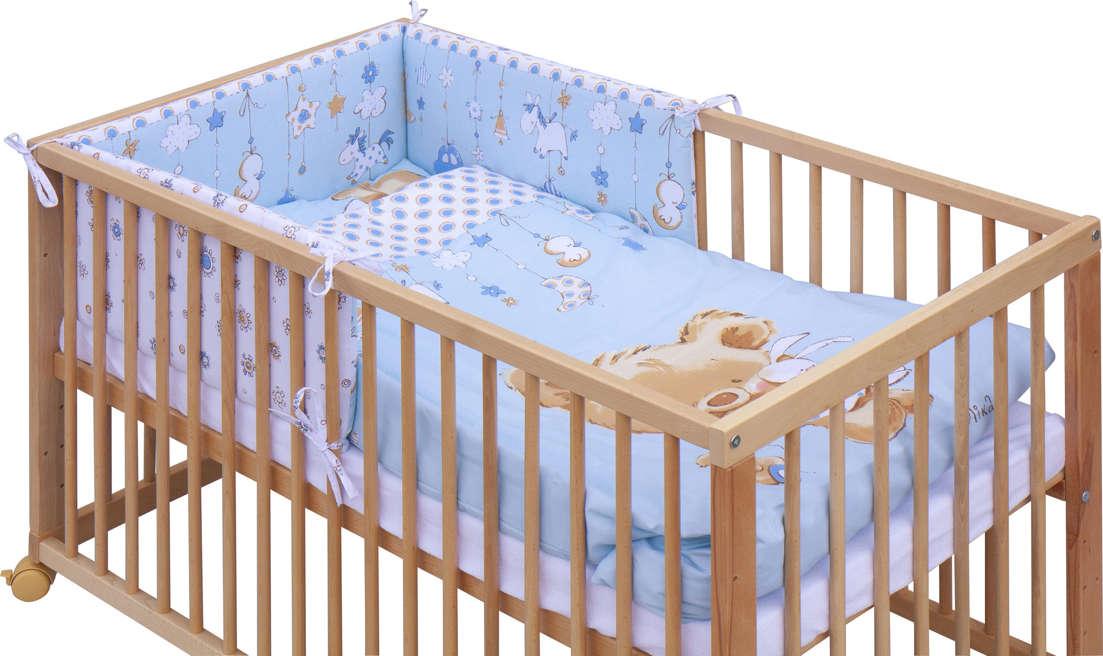 Dětská postýlka s kompletní výbavou Scarlett 120 x 60 cm - Grisi - modrá