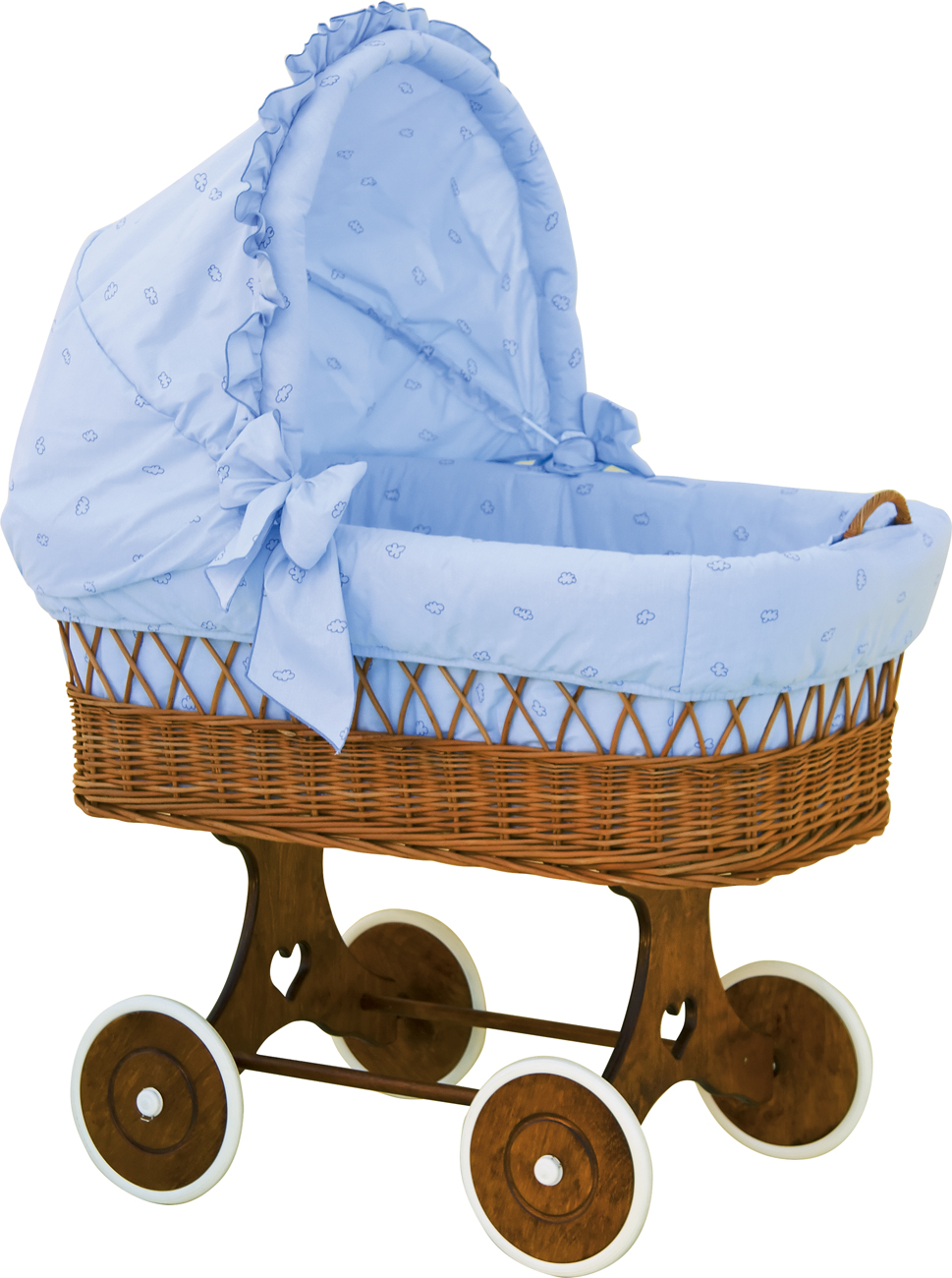 Proutěný košík na miminko s boudičkou Scarlett Méďa - modrá