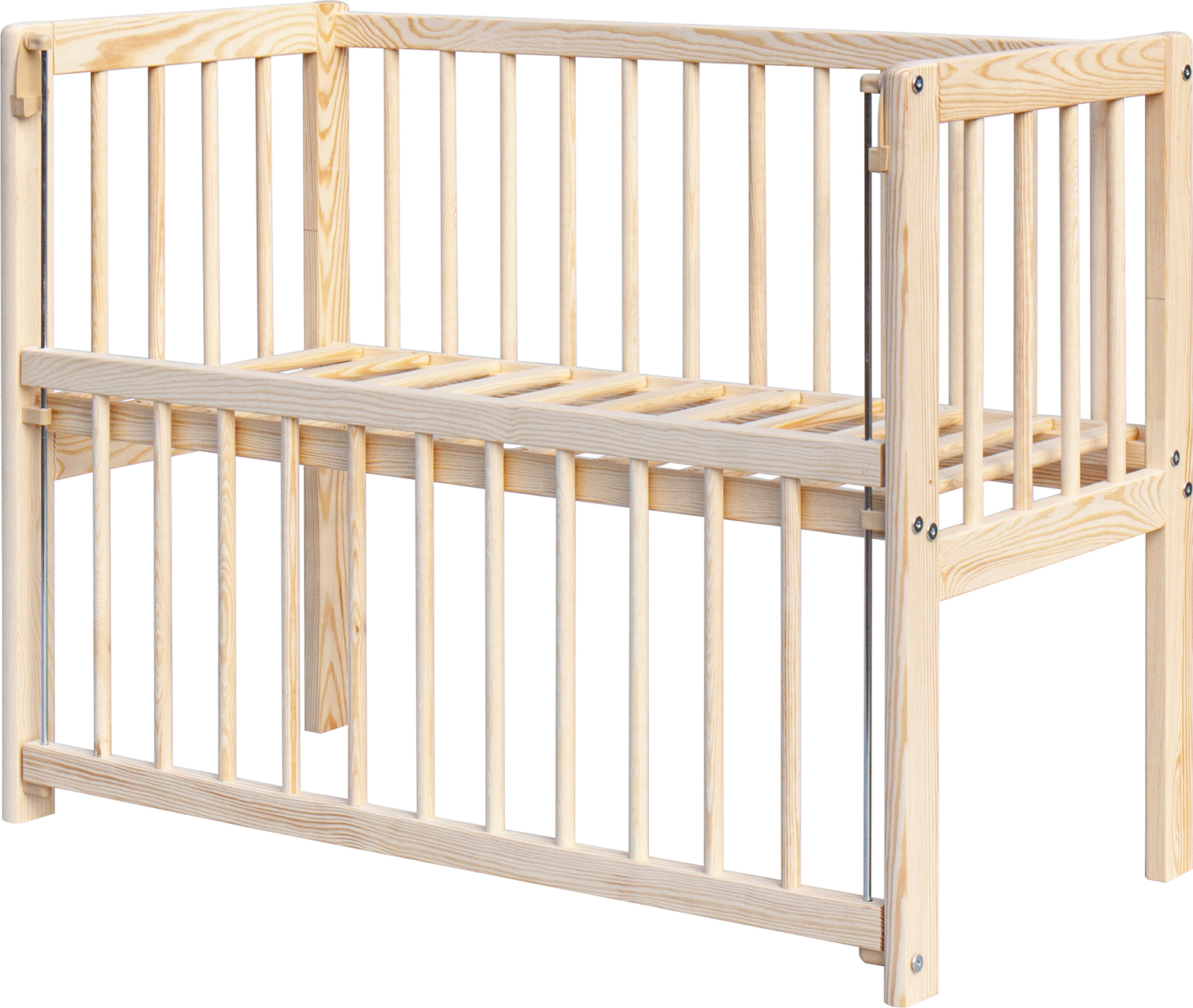 Dětská postýlka k posteli rodičů BABY Scarlett II - přírodní (borovice), st. bok - 90 x 41 cm ECO