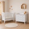 Baby cot with drawer and removable sidewall - Scarlett VALENCIE - (beech) - white 120 x 60 cm