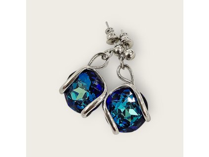 Náušnice bermudská modř rhodium swarovski