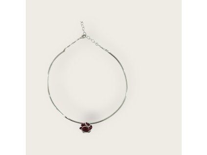 Obručový náhrdelník Červená květina