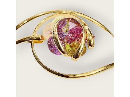 Náramek Fuchsia citrín Andrea Marazzini Itálie Pozlacený Swarovski krystaly