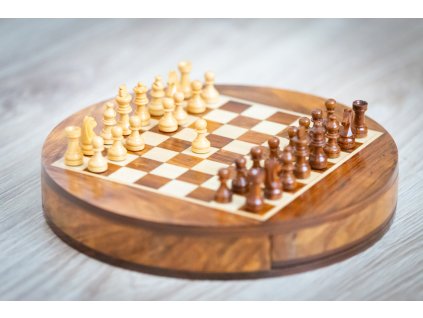 Magnetisches Holzschach LUX rund einschiebbar