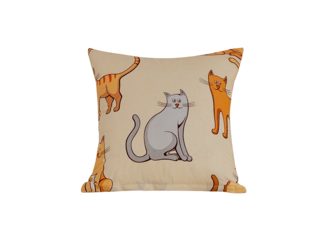 Dekorační povlak COLORED CATS 45x45 cm krémový s barevnými kočičkami