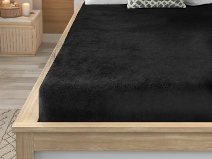 Mikroplüsch-Bettlaken 90 x 200 cm Schwarz