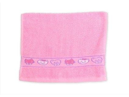 Ručník dětský 30 x 50 cm dětské motivy obrázky výšivka bavlněný růžový kočička kočka koťátko