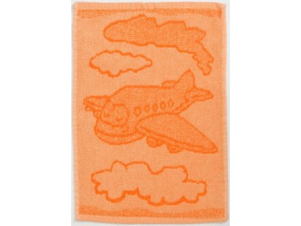 Dětský ručník BEBÉ letadlo oranžový 30x50 cm s motivem oblaků