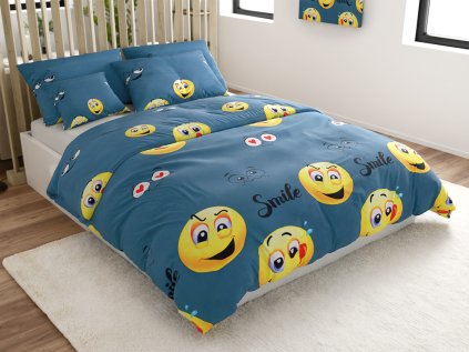 Povlečení z mikrovlákna MLSNÝ SMAJLÍK šedé s vtipnými emotikony