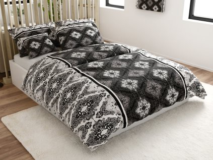 Elegantní bavlněné povlečení NISCHA šedé s orientálním vzorem