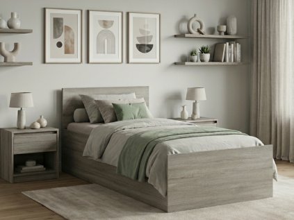 Bett SOFIA 90 x 200 cm, Eiche-Trüffel