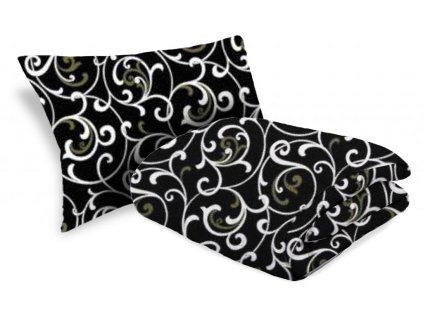 Přikrývka ORIENT černá 140x200 cm a polštář 70x90 cm pro celoroční použití