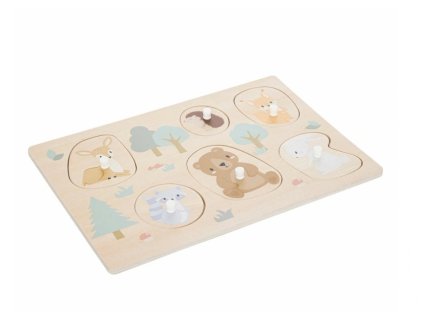 Dřevěné dětské puzzle Zvířátka v lese – rozvoj motoriky a logického myšlení.