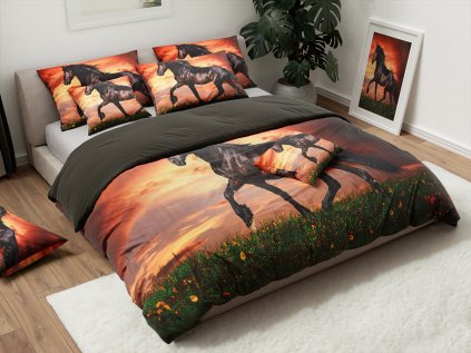 3D povlečení z mikrovlákna KŮŇ hnědé – stylový design pro milovníky koní