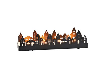 Adventskerzenhalter aus Metall TOWN 30x8 cm, schwarz